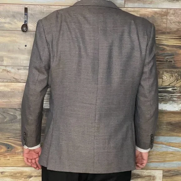 Pronto Uomo Platinum Wool Blend Gray Geometric Dual Vent Blazer Sport Jacket 50L - Picture 3 of 11